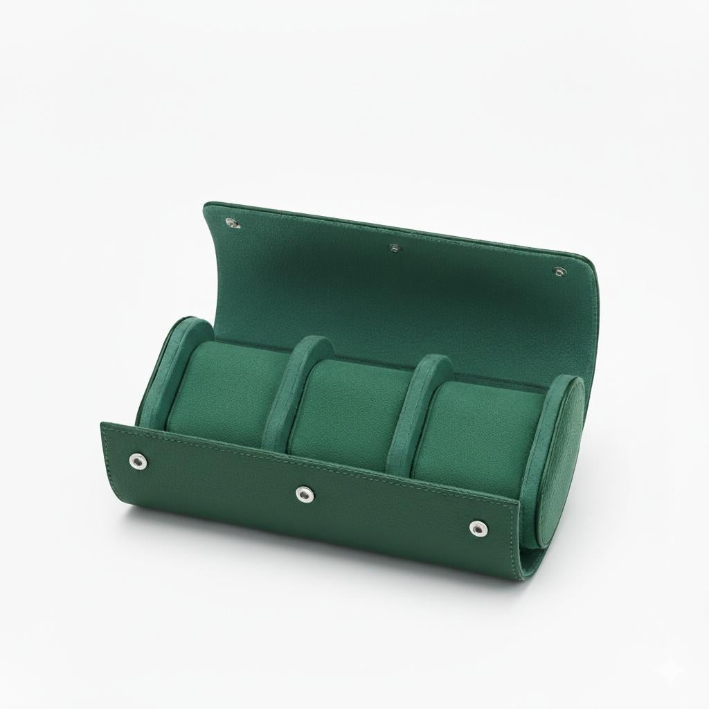 Premium Green Leather Case · 3 Slots - Pablo Raez