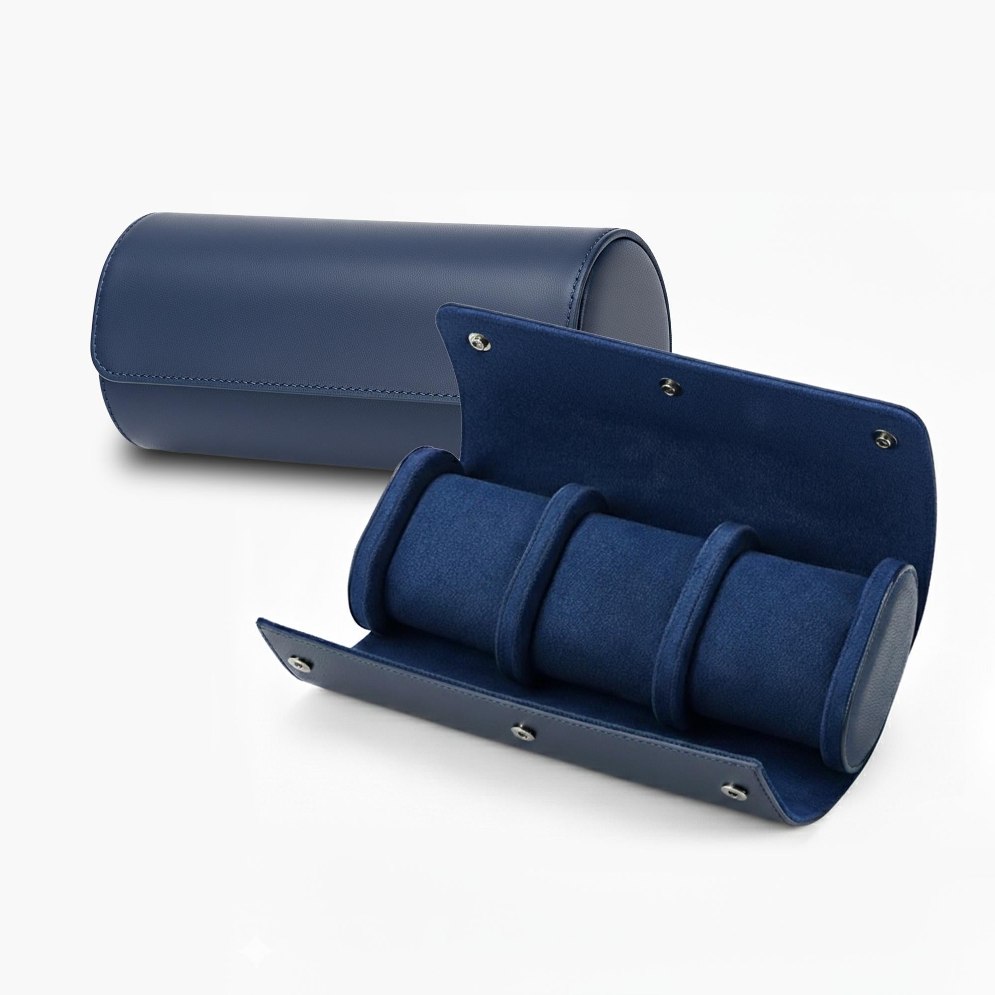 Premium Navy Blue Leather Case · 3 Slots - Pablo Raez