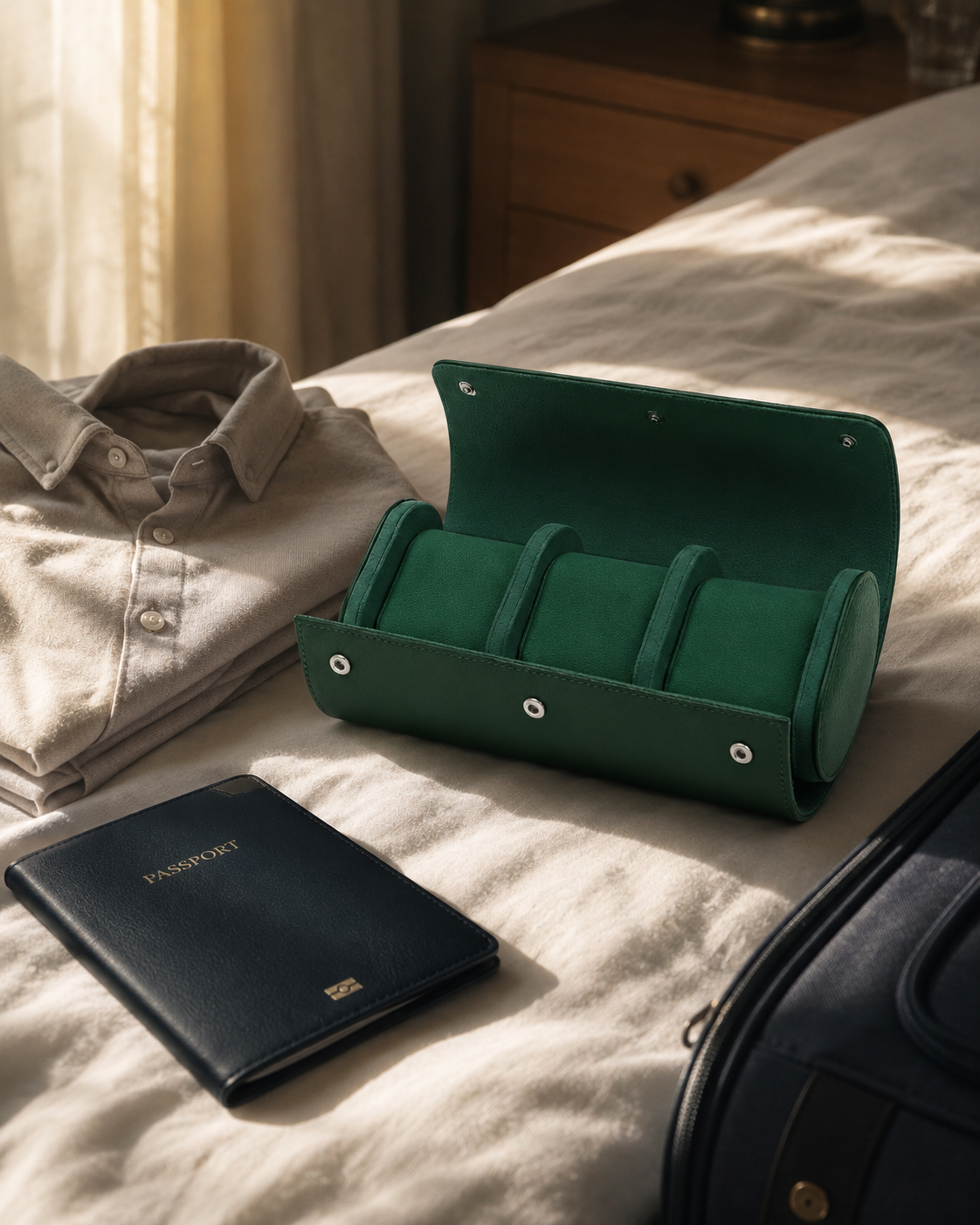 Premium Green Leather Case · 3 Slots - Pablo Raez