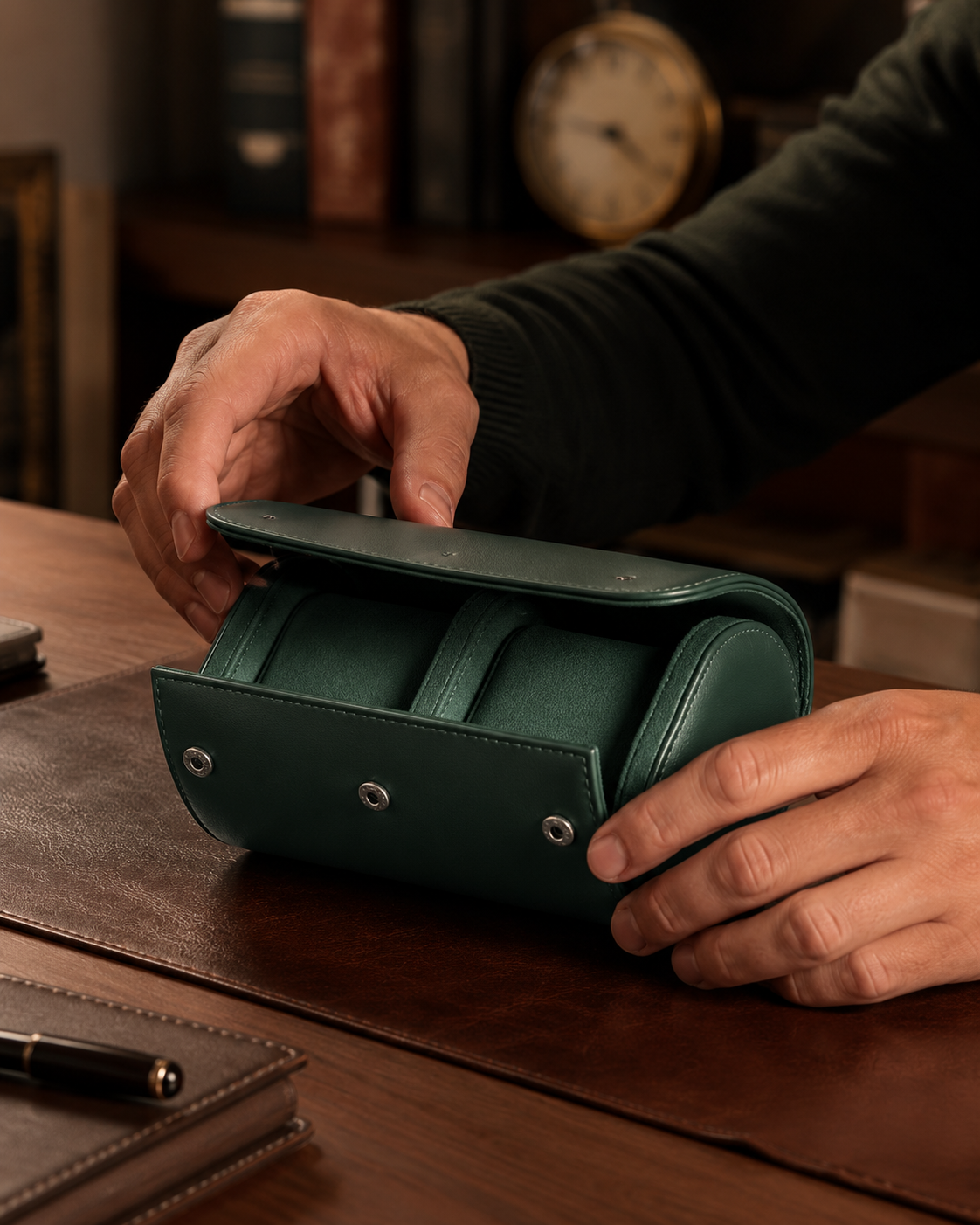 Premium Green Leather Case · 2 Slots - Pablo Raez