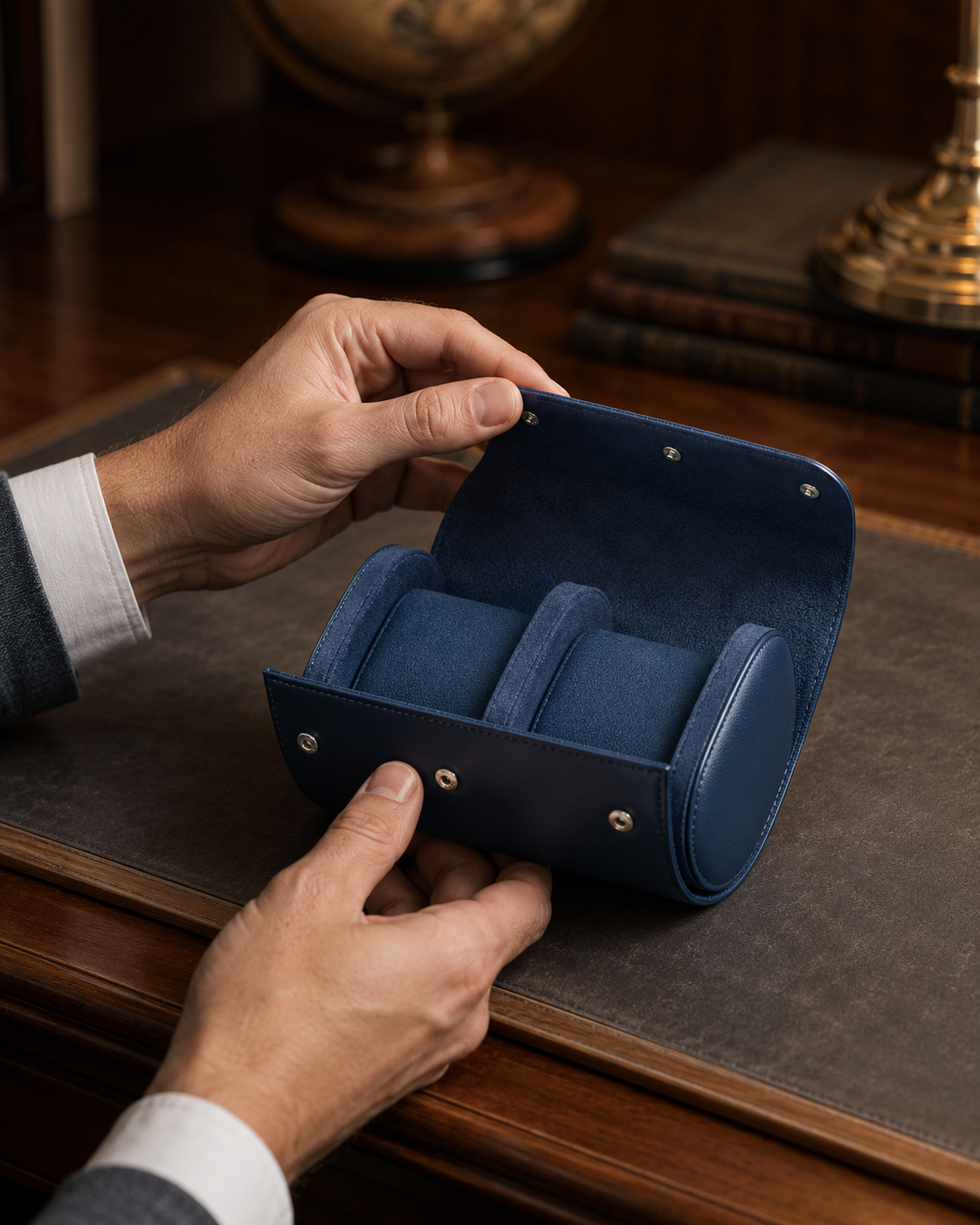 Premium Blue Leather Case · 2 Slots - Pablo Raez
