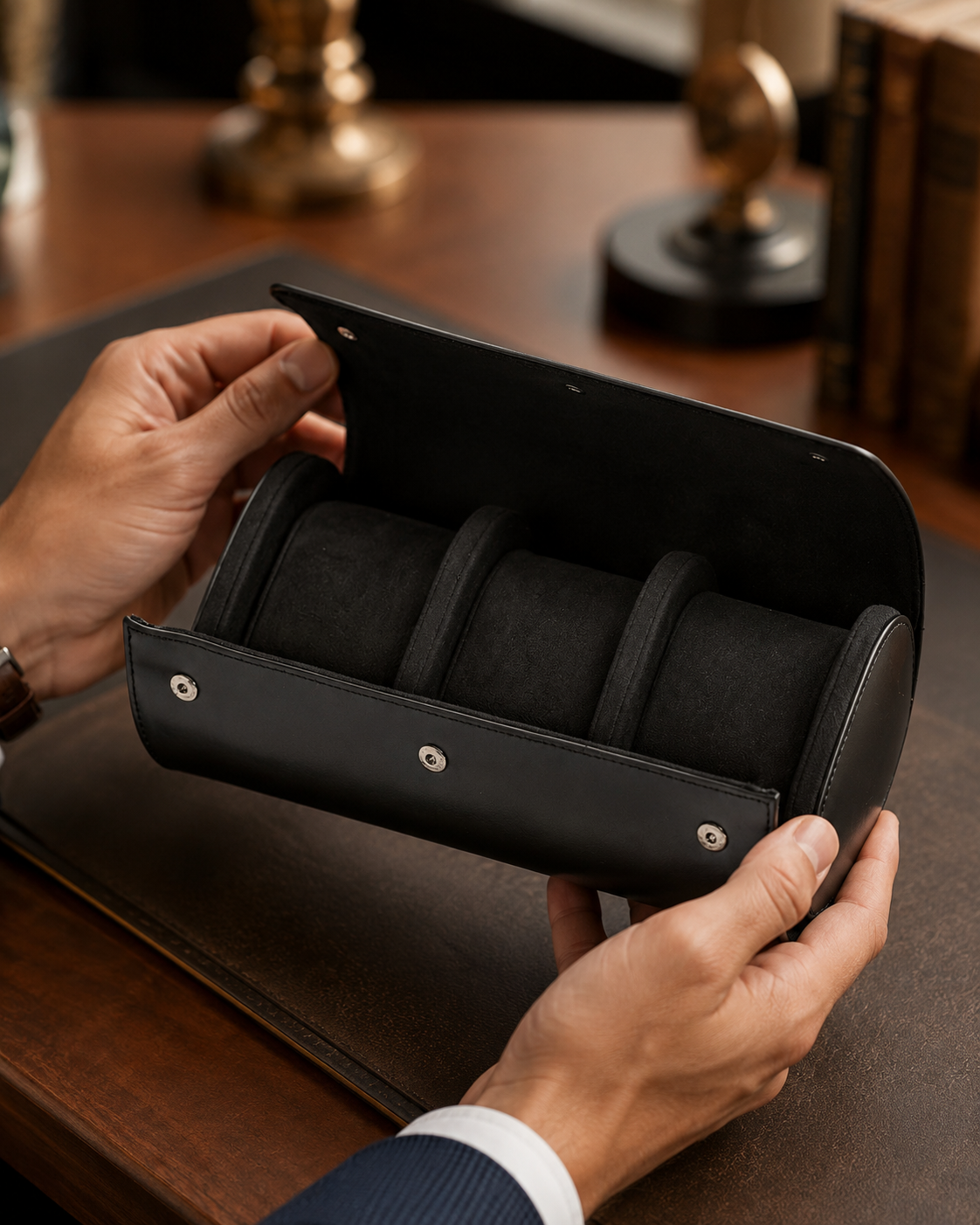 Premium Black Leather Case · 3 Slots - Pablo Raez