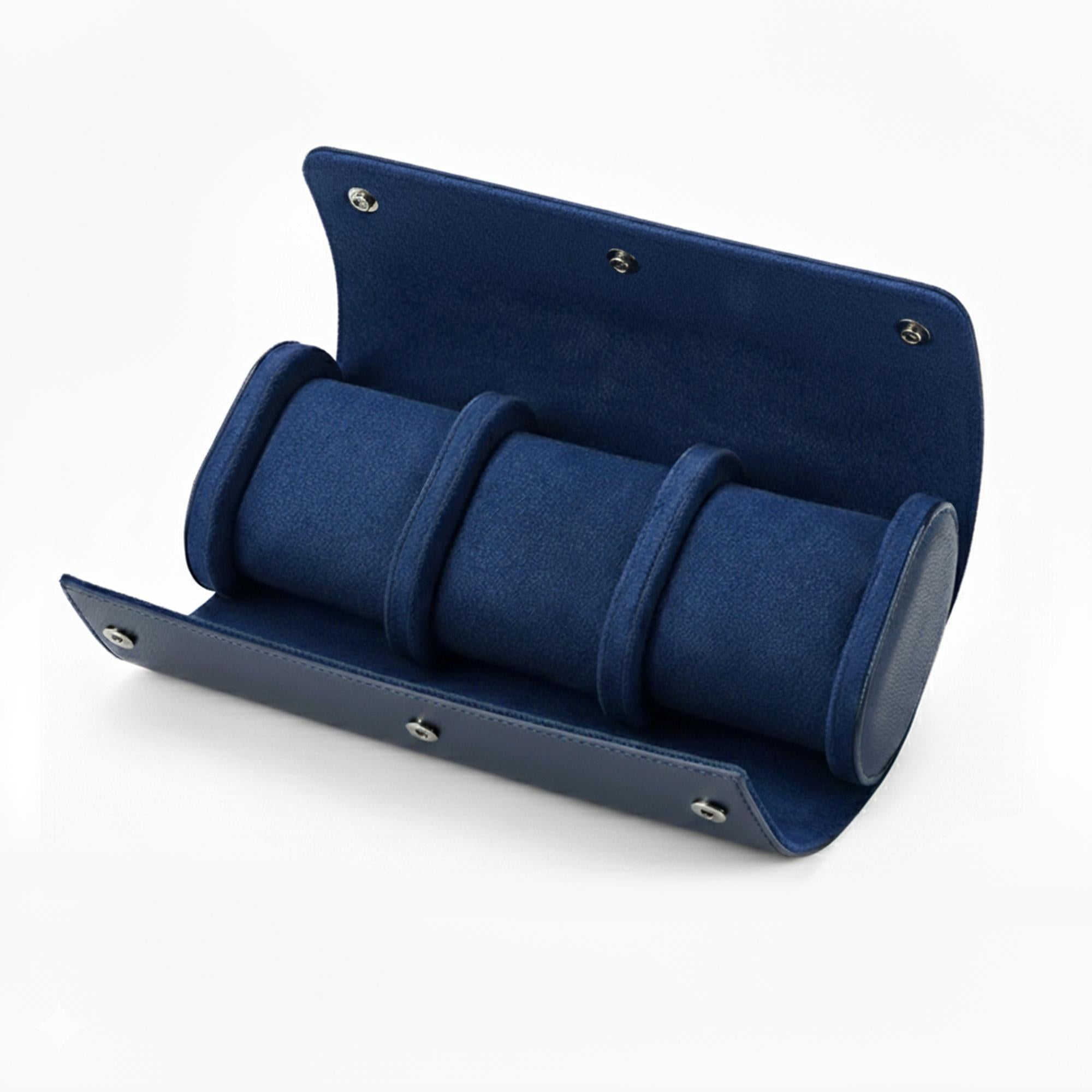 Premium Navy Blue Leather Case · 3 Slots - Pablo Raez