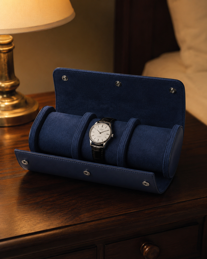 Premium Navy Blue Leather Case · 3 Slots - Pablo Raez