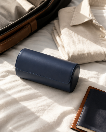 Premium Navy Blue Leather Case · 3 Slots - Pablo Raez