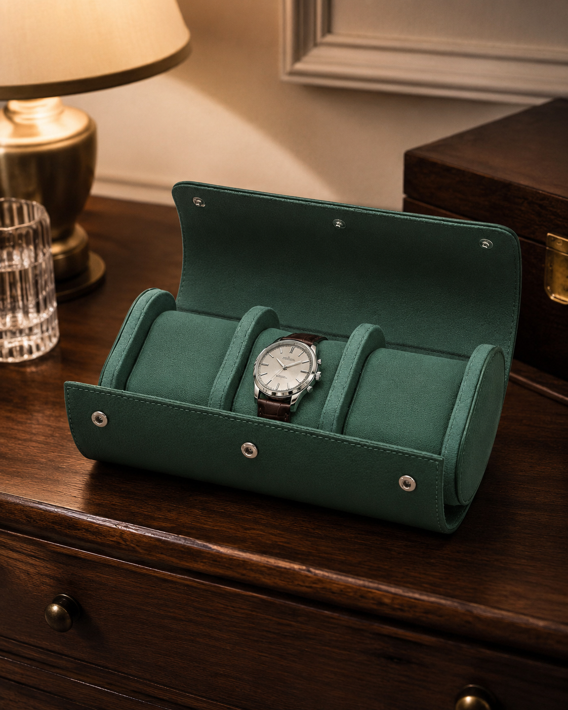 Premium Green Leather Case · 3 Slots - Pablo Raez