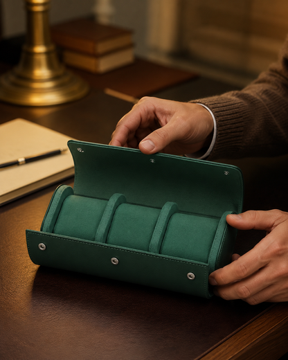 Premium Green Leather Case · 3 Slots - Pablo Raez