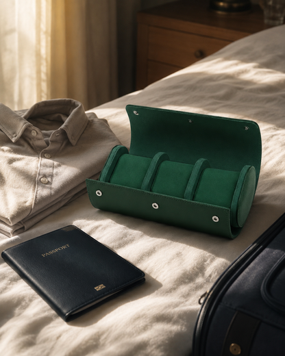 Premium Green Leather Case · 3 Slots - Pablo Raez