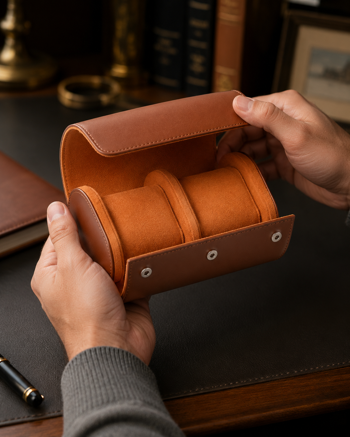 Premium Brown Leather Case · 2 Slots - Pablo Raez