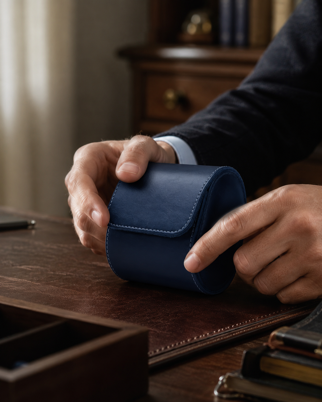 Premium Blue Leather Case · 1 Slot - Pablo Raez