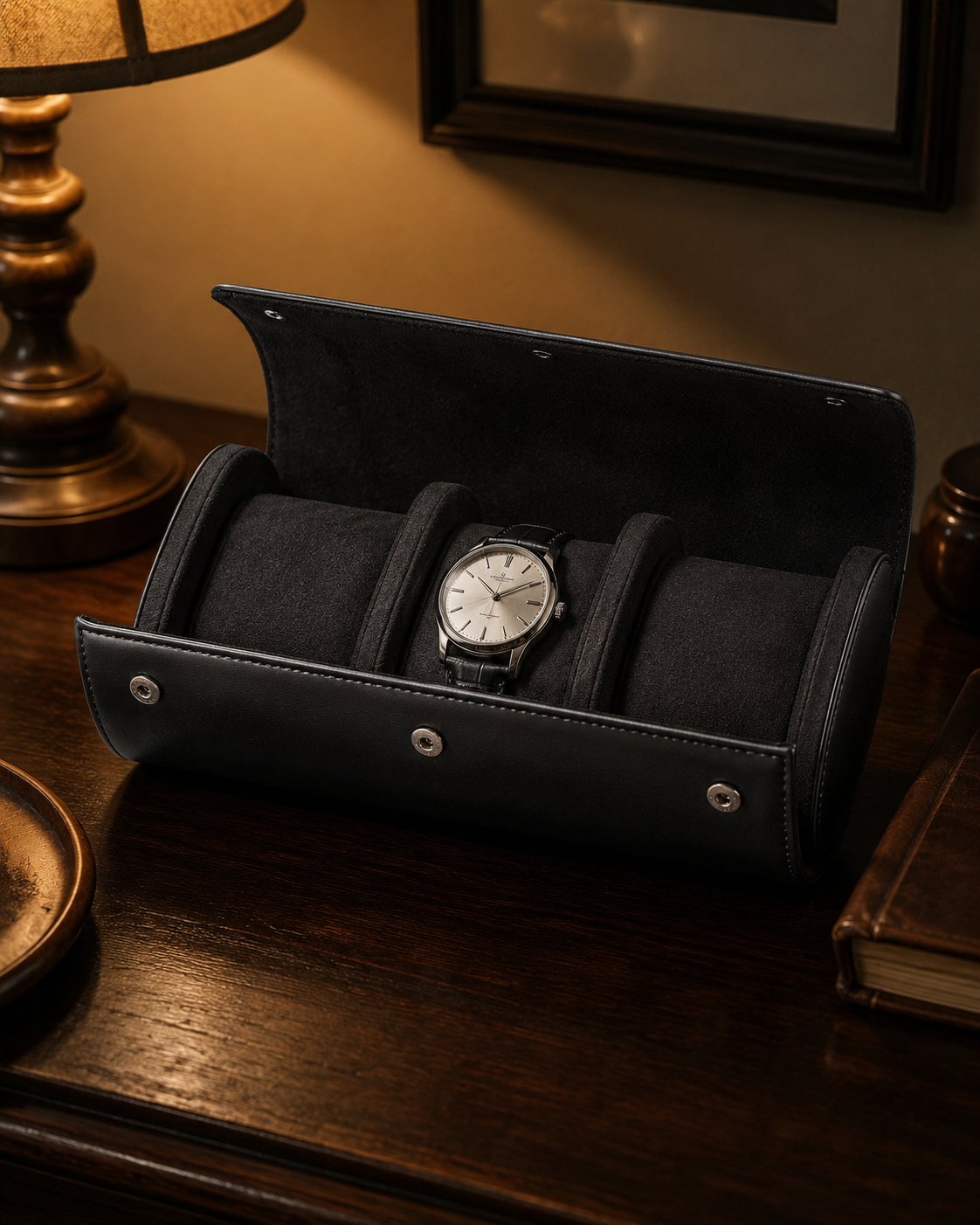 Premium Black Leather Case · 3 Slots - Pablo Raez