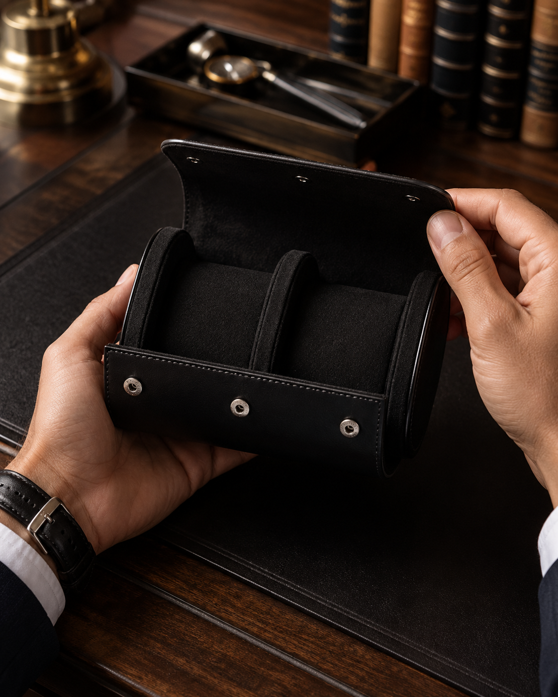 Premium Black Leather Case · 2 Slots - Pablo Raez